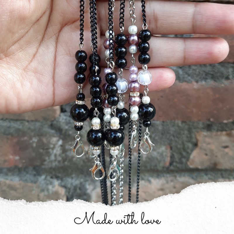 Baida Strap masker serut 2in1 (hijab/non hijab) tali rantai pengait udang