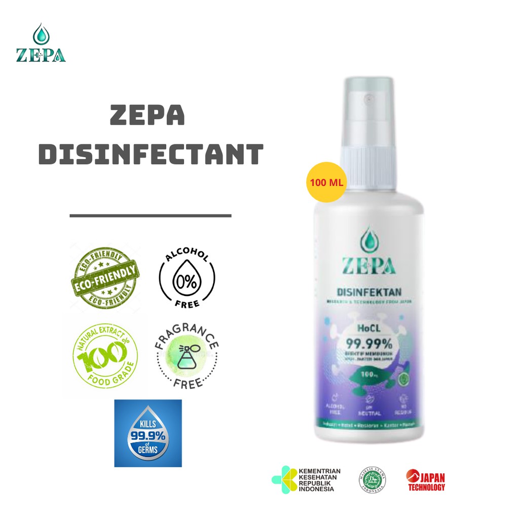 ZEPA Disinfectant Non Alkohol / HOCL / Disifektan Spray 100 ML