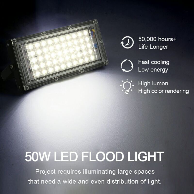 Lampu Sorot Flood Light Waterproof 4500 Lumens 50 W Cool White 6500 K TaffLED A8