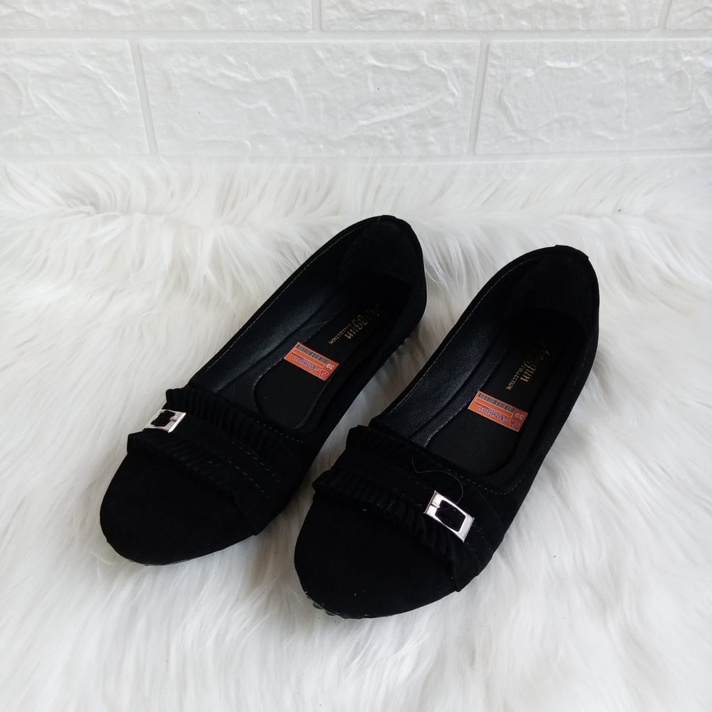 flatshoes wanita terbaru sepatu balet wanita murah simple elegan variasi rempel gesper