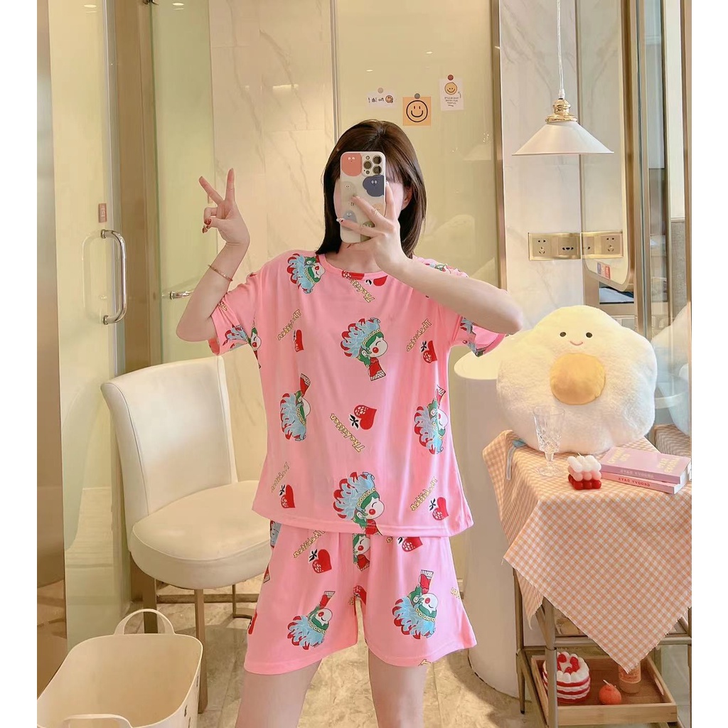 PIYAMA BAJU TIDUR WANITA CP PP IMPORT SANTAI BAHAN KAOS SPANDEKS-HC 42