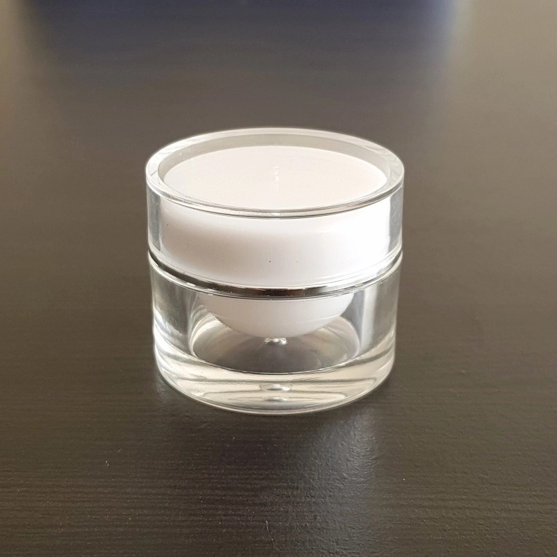 Pot Cream acrylic 10 gram bening putih list silver / pot kosmetik 10gr acrylic