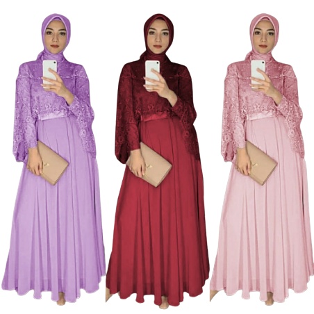 gamis syar i asdf // Gamis Brukat Lilac Ungu Baju Gamis Wanita Modern Baju Pesta Undangan Terbaru Dr