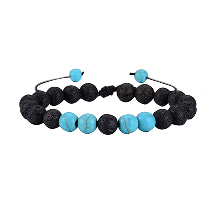 Gelang Manik-Manik Batu Lava Onyx Alami Handmade Dapat Disesuaikan Warna Putih Untuk Pria / Wanita (5 Jenis)