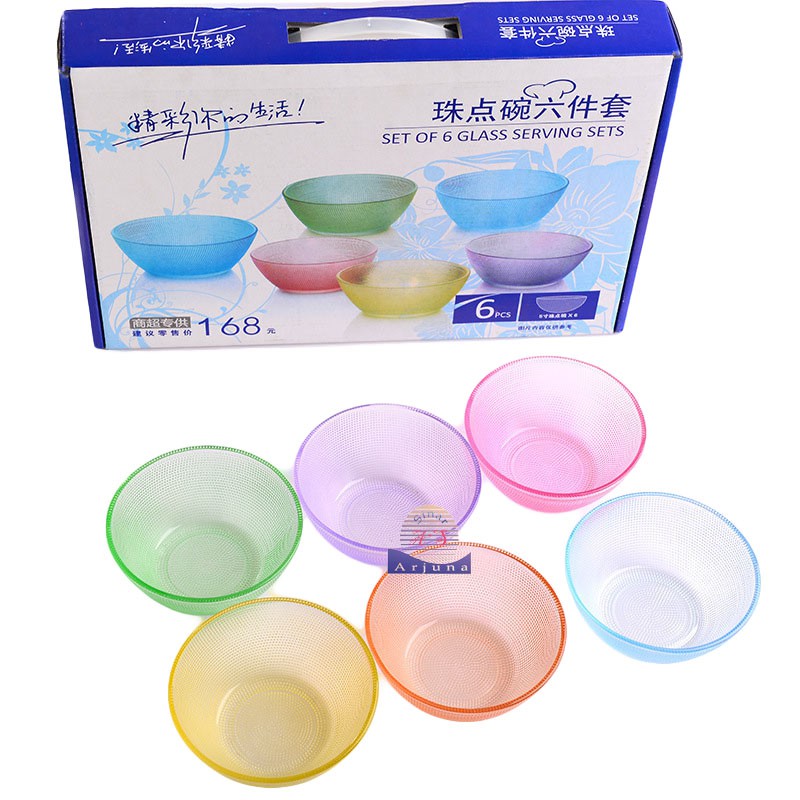 Glass Bowl Set isi 6 / Mangkok Beling  / Set Glass Bowl 6 Pcs