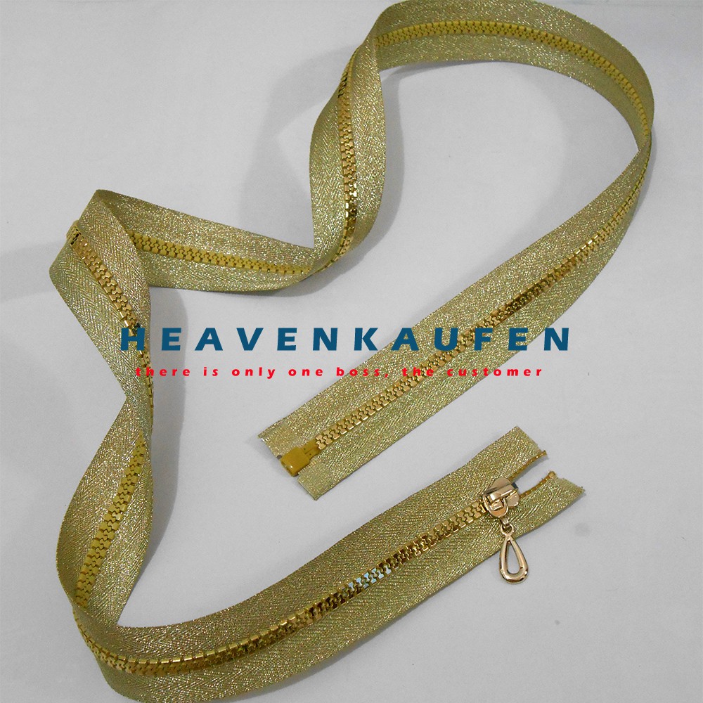 Zipper/Resleting Open-End 1 Meter (100 cm) Warna Gold Muda Blink-Blink