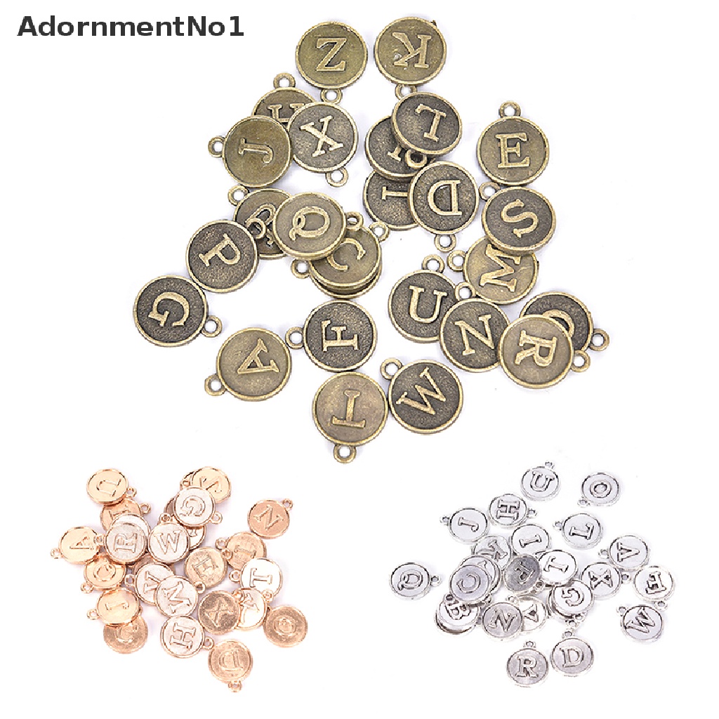 (AdornmentNo1) 26pcs / Set Liontin Huruf Alfabet A-Z Untuk Kerajinan Tangan DIY