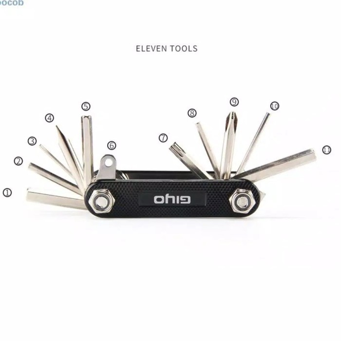 Giyo tool kit sepeda 11 in 1 Chrome Vanadium Steel tools kit obeng