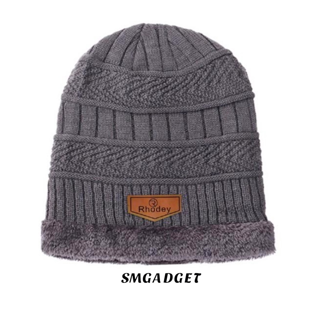 Topi Cupluk Gunung Pria Wanita Rhodey Kupluk Rajut Beanie Abu