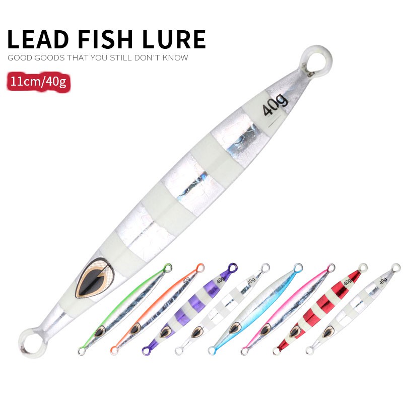 HENGJIA 8pcs 40g umpan pancing metal lead jigs fishing lure swimbait bass ikan sinking bait tackle