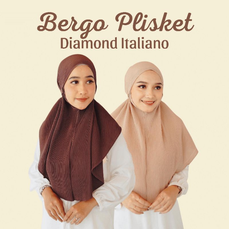 Bergo Maryam Hijab Jilbab Kerudung Plisket Instan Langsungan Tali Non Pet Diamond Italiano Murah Ter