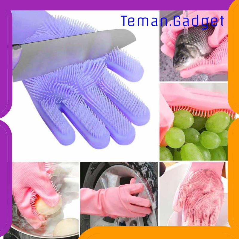 TG-DE454 FUNBAKY SARUNG TANGAN SIKAT MENCUCI MAGIC SILICONE GLOVES - E034