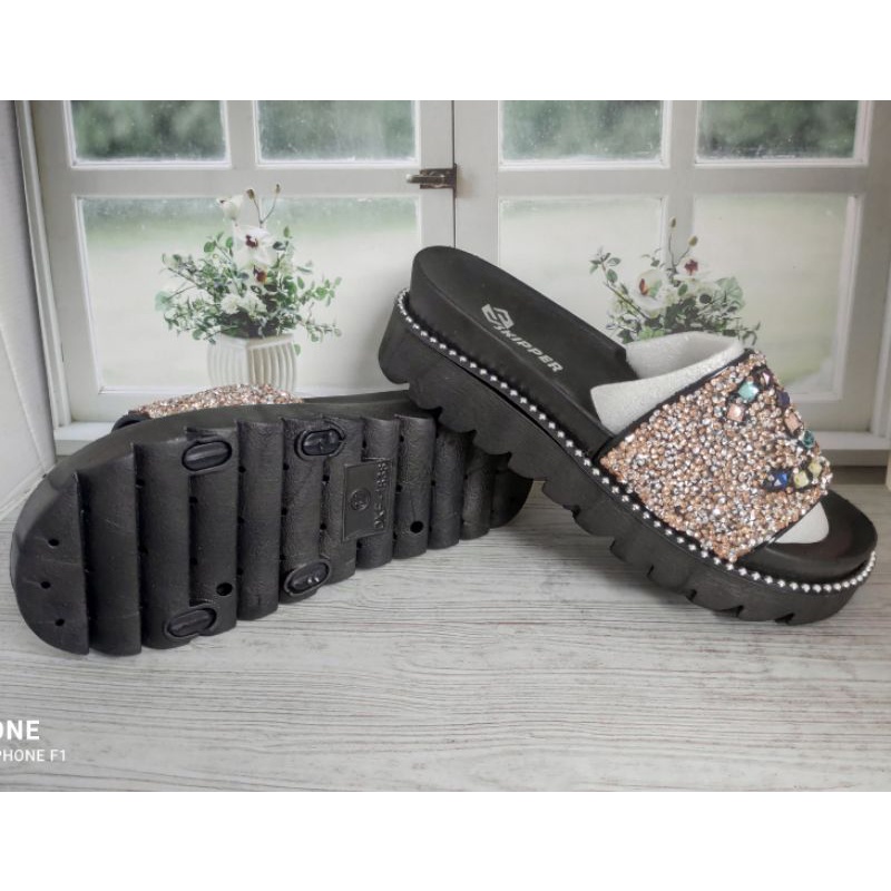 SANDAL KOKOP WEDGES  IMPORT FASHION motif bling-bling size 37-41