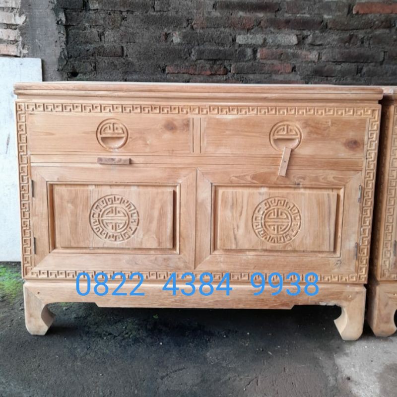 Bufet Tv Jati Meja Laci Credenza Lemari Drawer Buffer Cabinet Nakas Table Konsul Mentah