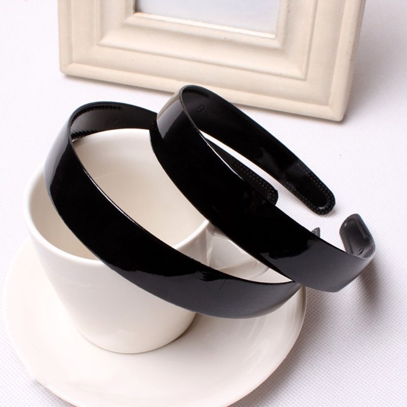 Siy 10pcs Bando Lebar Bahan Plastik Warna Hitam Dengan Gigi Untuk Aksesoris Rambut Wanita Diy