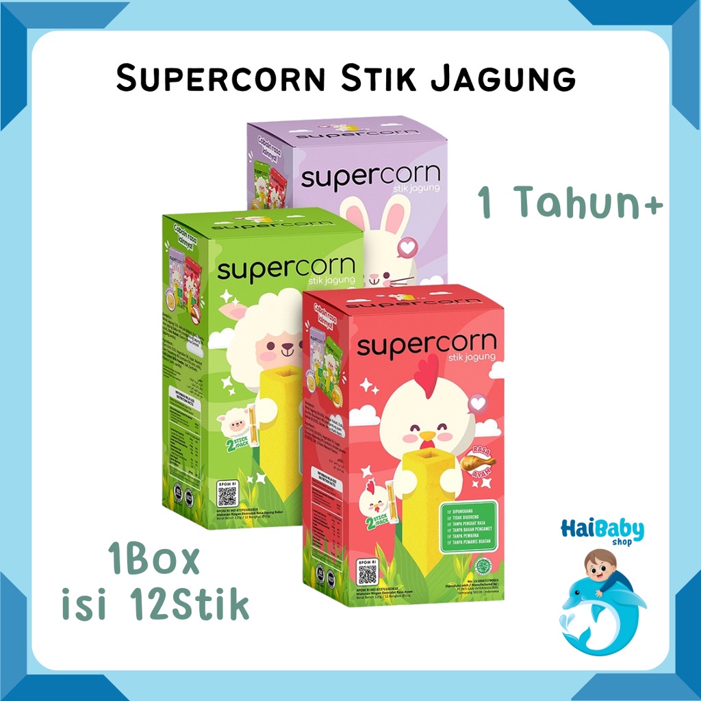 

Supercorn Stick Jagung Rasa Ayam/Keju/Jagung 120gr - 1 Box isi 12 stik