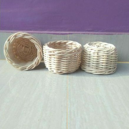 Keranjang rotan bulat parcel kado sovenir seserahan hiasan murah meriah 9x9x6 cm