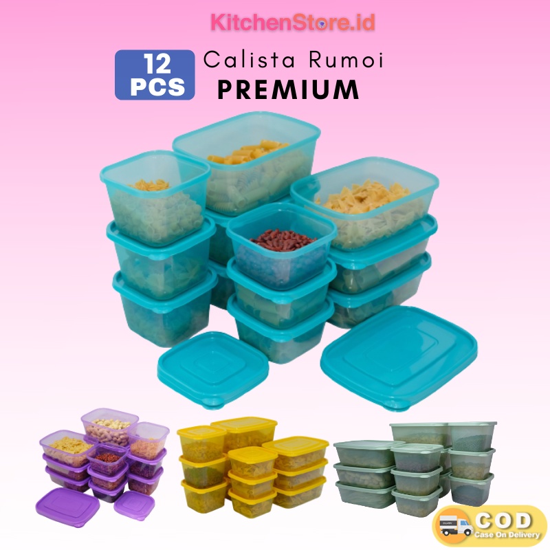 TOPLES SET PLASTIK CALISTA RUMOI PREMIUM 1 SET ISI 12 PCS  FULL COLOUR TOPLES PENYIMPANAN PLASTIK TOPLES TEMPAT MAKANAN WADAH KULKAS WADAH PENYIMPANAN BUAH DAN SAYUR TOPLES ESTETIK TOPLES LEBARAN SET