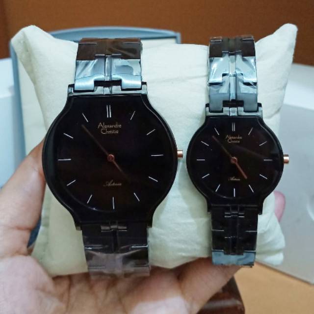 Jam tangan couple Alexandre Christie AC 8603 Black Original