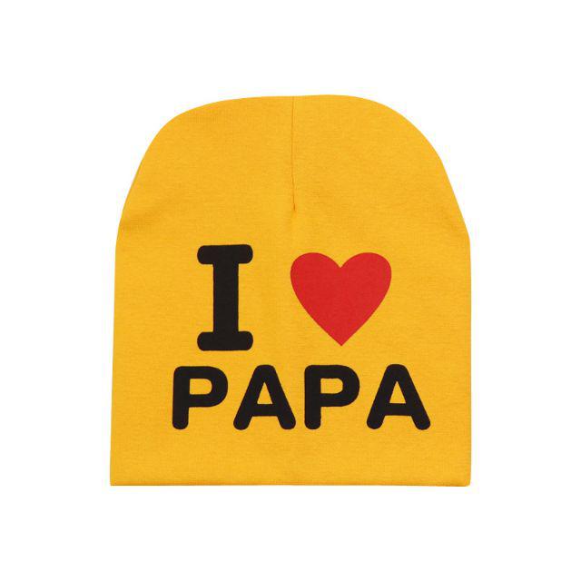TOPI KUPLUK BAYI / TOPI ANAK UNISEX LUCU ( I LOVE MAMA / I LOVE PAPA )-I❤Papa - Orange