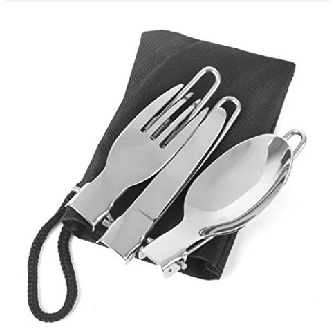 YGRETTE - Yougle Sendok Garpu Pisau Lipat Foldable Spoon Fork Knife Set Portable Army Military Camping Tools Pocket Knife EDC Multifungsi