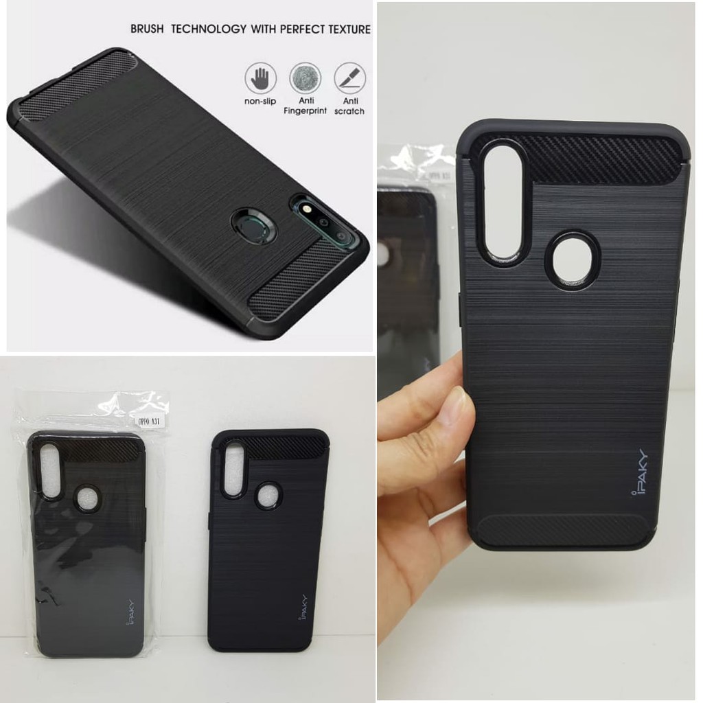 iPaky Carbon Oppo A31 6.5 inchi Slim Fit Carbon Soft Case Oppo A8 Fiber Multi Carbon ANTI MELAR