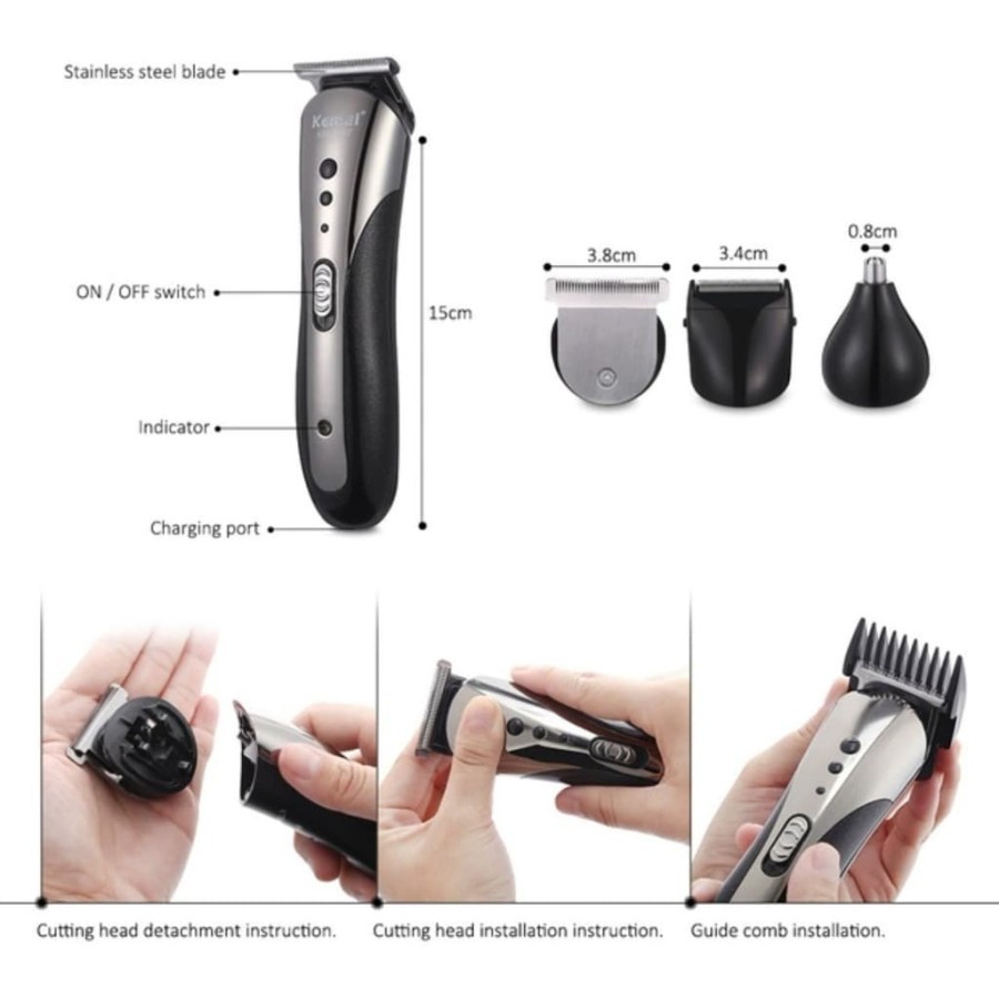 Mesin Cukur Kemei KM-1407 Clipper 3 in1 Alat cukur rambut charger