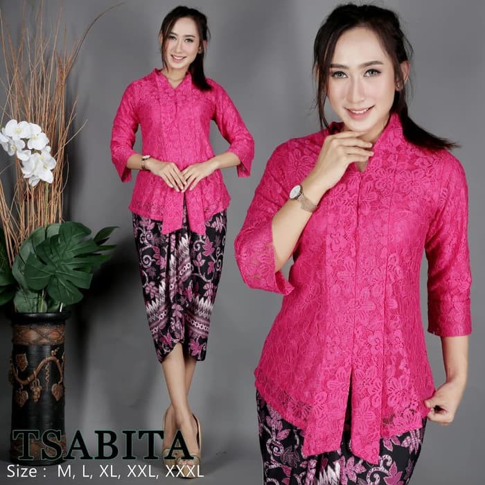 kebaya brukat floy lengan 7/8 trendy