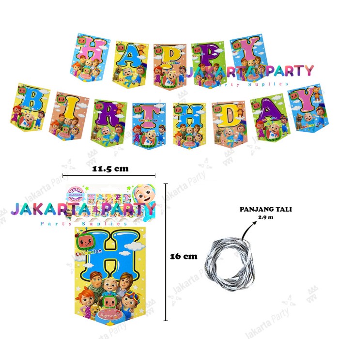 Banner Flag Happy Birthday / Bunting Flag HBD Karakter Cocomelon