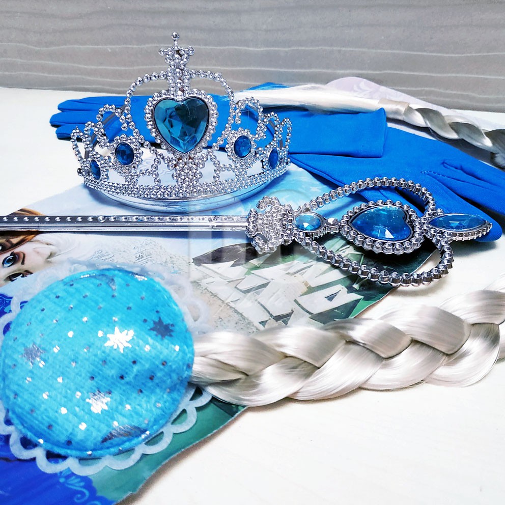 Accessories Frozen 4in1 Aksesoris Kostum Princess Rambut Mahkota Tongkat Sarung Tangan