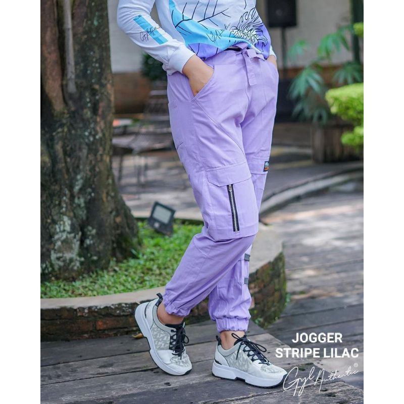 NEW CELANA CARGO GYL STRIPE LILAC