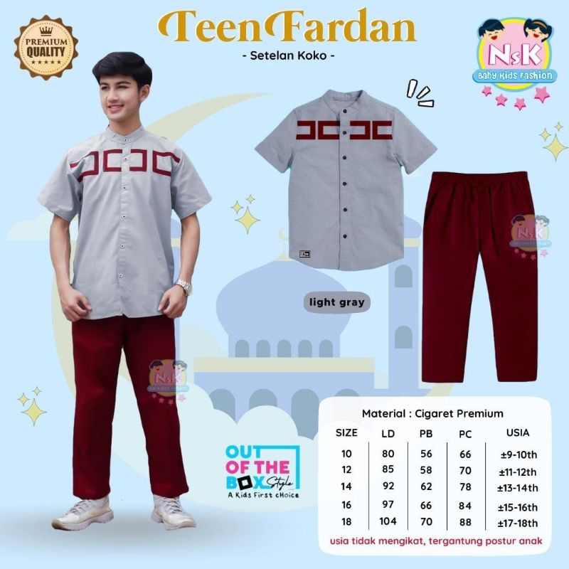Set Setelan Baju Koko Anak Remaja Teen Fardan Kemeja Ramadhan