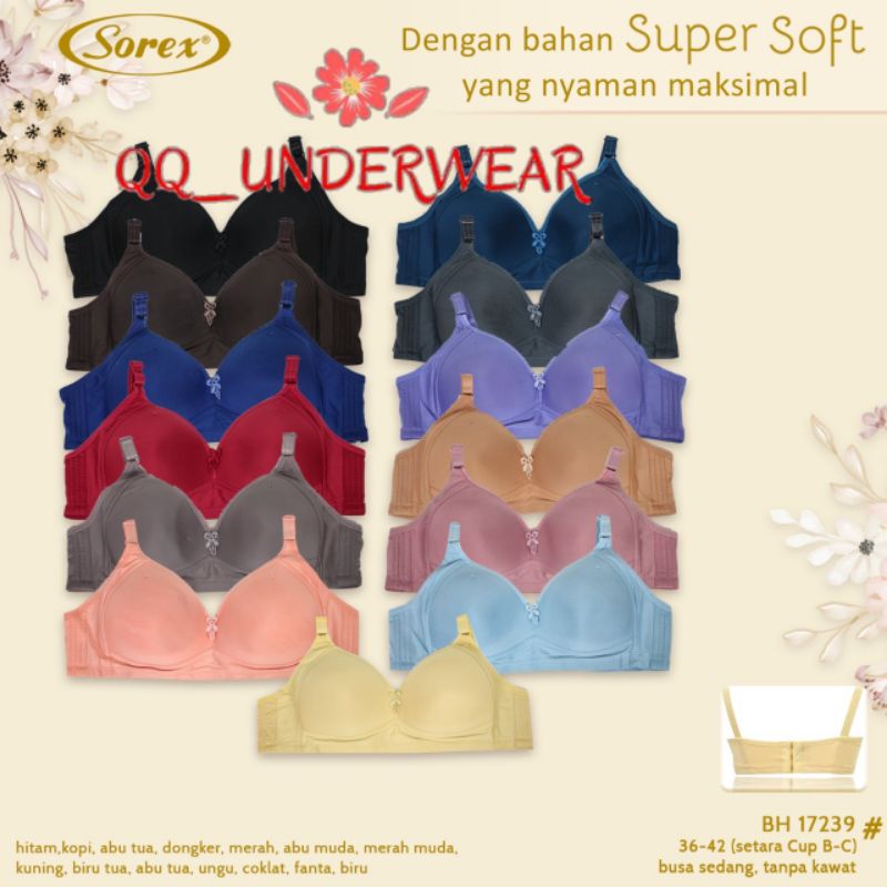 Bra Sorex 17239 / Bh Sorex Tanpa Kawat Cup Besar Kait 3 Super Soft / Bh Sorex 17239 / Bra Sorex 17239