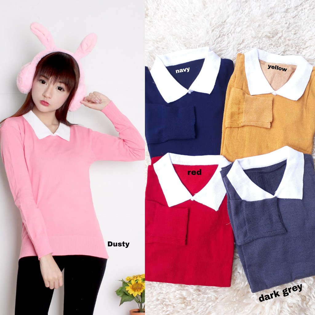 Q- BLOUSE JESLIN WKN/ BLOUSE RAJUT LENGAN PANJANG/ TERBARU