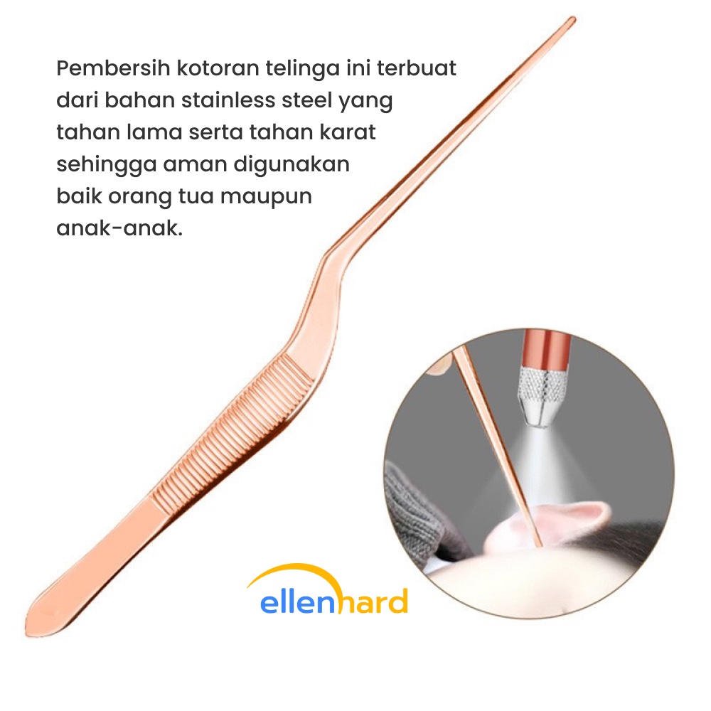 Pembersih Telinga Korek Kuping Spiral LED Lampu Stainless Steel Ear Wax