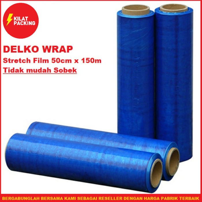 

Ginger- PLASTIK WRAP - STRETCH FILM BIRU - DELKOWRAP - 50CM X 150M