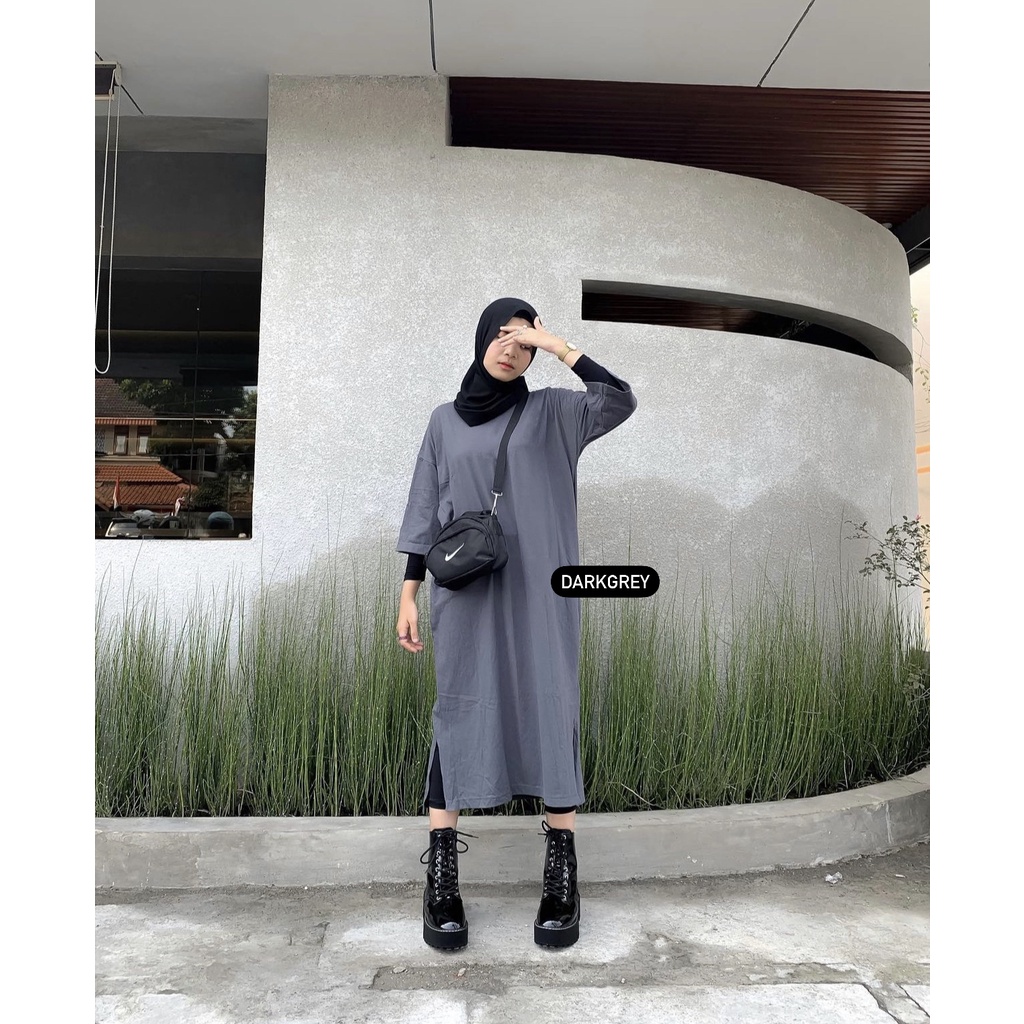 Oversized long tshirt Midi kaos long tunik polos Midi Dress long dress by DAZPROJECT