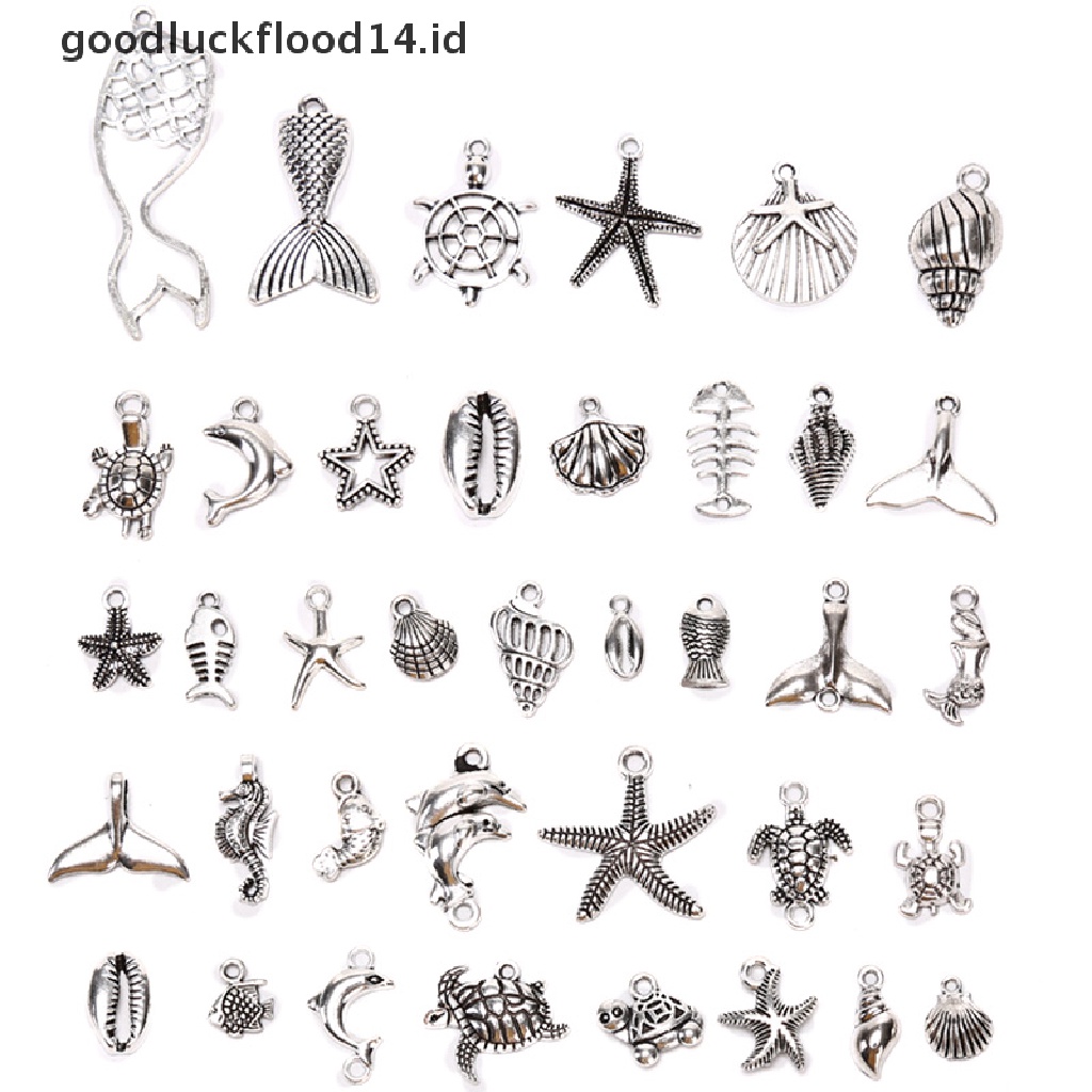 [OOID] 40Pcs/Set Mixed Vintage Sea Animal Charms Pendant DIY Craft Jewelry Findings ID