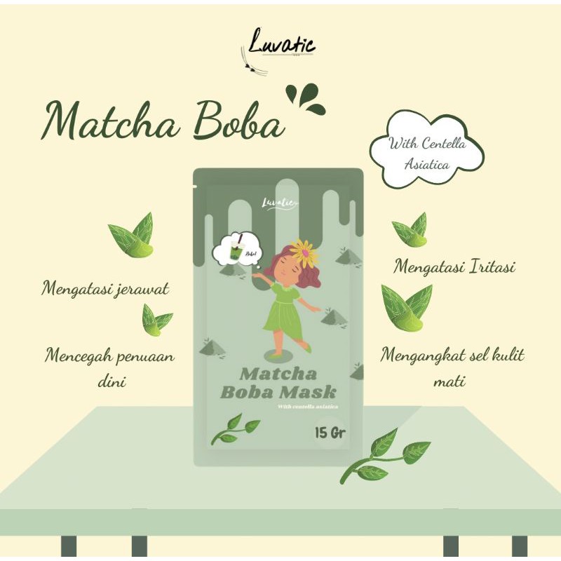 [DIST. RESMI] MASKER BOBA LUVATIC VARIAN MATCHA