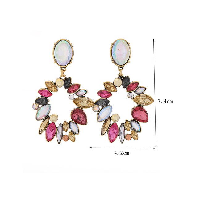 LRC Anting Tusuk Fashion Color Metal Flower Earrings A59991