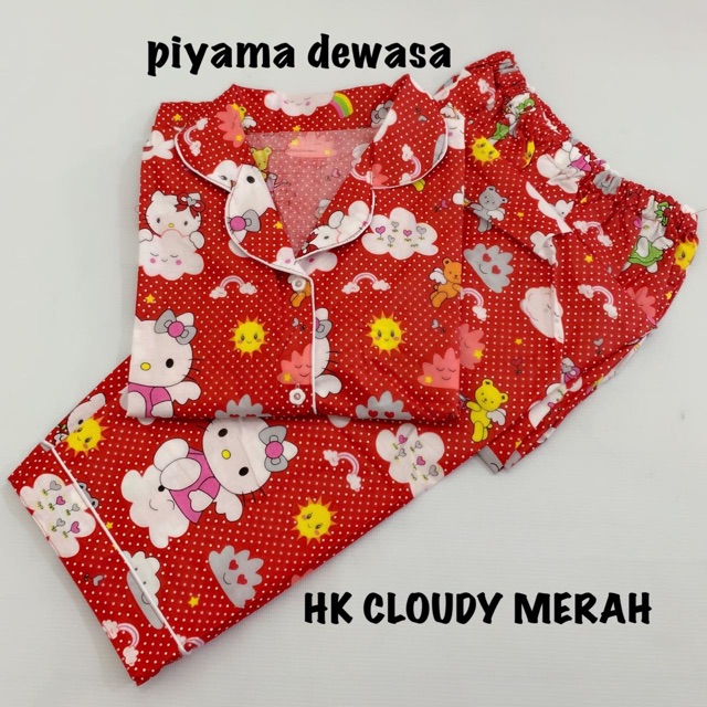 Piyama CLOUDY MERAH dan PINK bisa couple mom kids and family