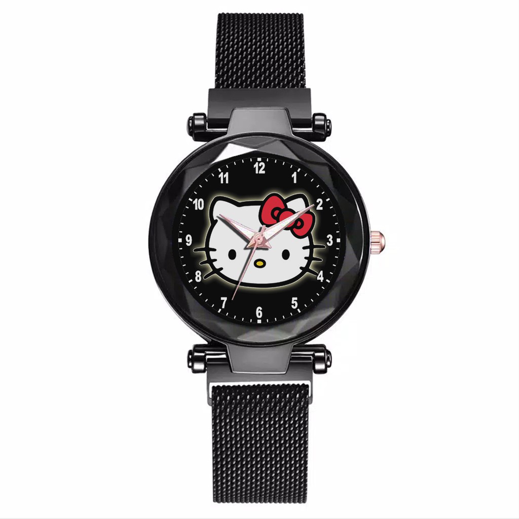 Jam Tangan Wanita Custom - HELLO KITTY MOTIF 1 Free Box &amp; Batre Cadangan