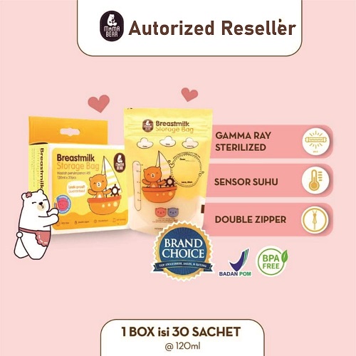 KANTONG ASI MAMA BEAR 120 ml 30 pcs - ASI BAG - BREAST STORAGE MILK