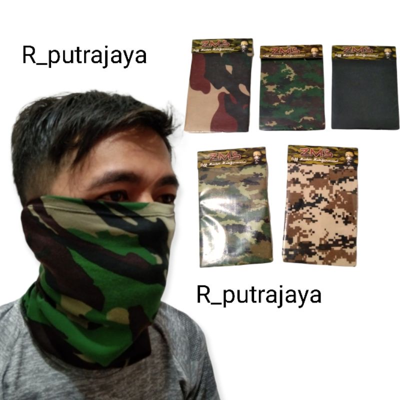 Masker Baff Motif Army dan Hitam polos / Masker motor serbaguna