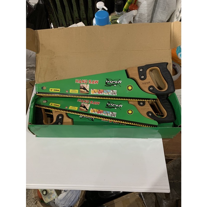 [6PCS] Gergaji / Graji Gorok 2 Asah Gagang Kayu + Karet Viper VPR 18&quot; 45cm