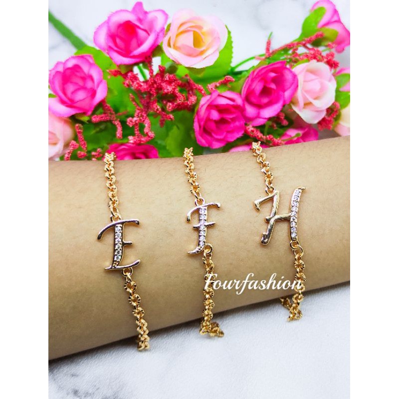 Fourfashion Gelang Tangan Sirkon Huruf Latin Inisial Xuping Lapis Emas
