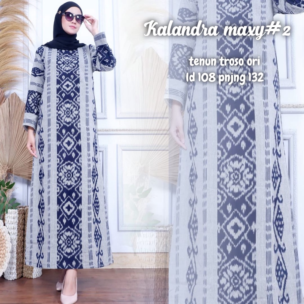 Kanaya Maxy Gamis Tenun Troso Ori Slim Wanita Dres Kondangan Tenun Ikat Pakaian Tradisional Tenun