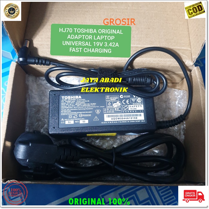 J81 ORIGINAL TOSHIBA ADAPTOR LAPTOP SATU SET KABEL POWER 19V 3.42A 65 WATT CASAN CHARGER POWER ADAPTER ELEKTRONIK FAST CHARGING AC DC SPEED ADAPTIVE MULTI UNIVERSAL ORIGINAL VOLT AMPERE VOLTASE BISA UNTUK SEGALA JENIS MERK DAN TYPE LAPTOP DAN NOTEBOK