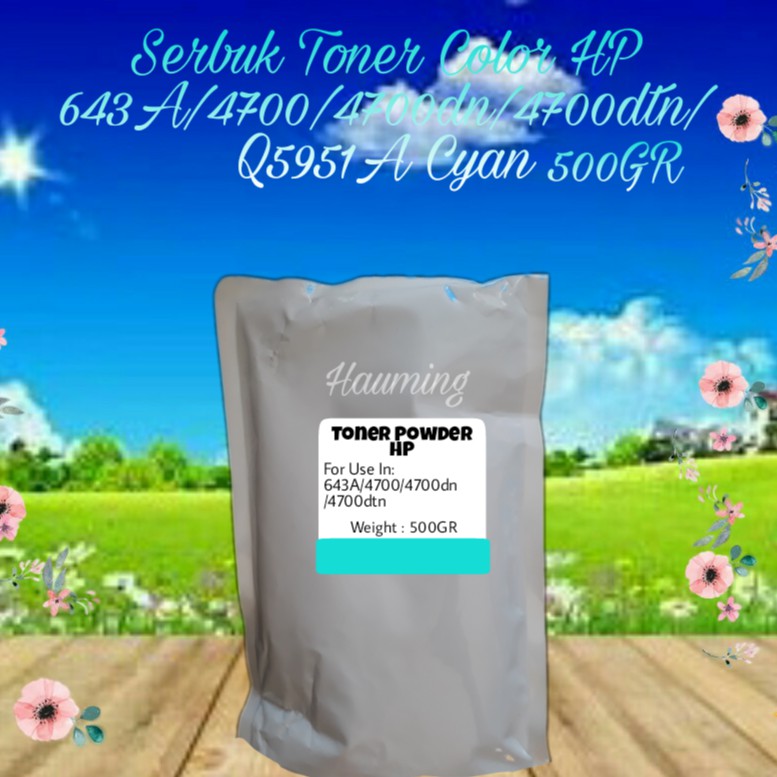 Serbuk Toner Powder Color HP 643A 4700 4700DN 4700DTN 4700N 4700PH+ Q5951A Cyan 500gr
