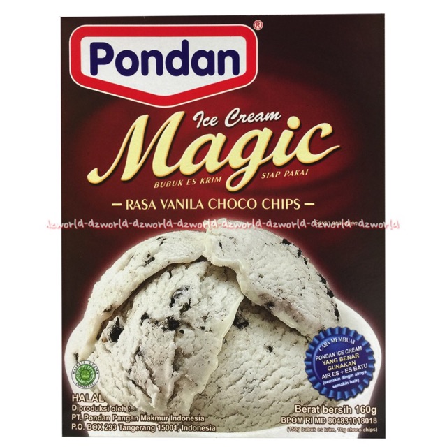 Pondan Ice Cream Magic 160g Cokelat Choco Chips Vanilla Strawberry Kisimis Moka Tepung membuat Eskrim